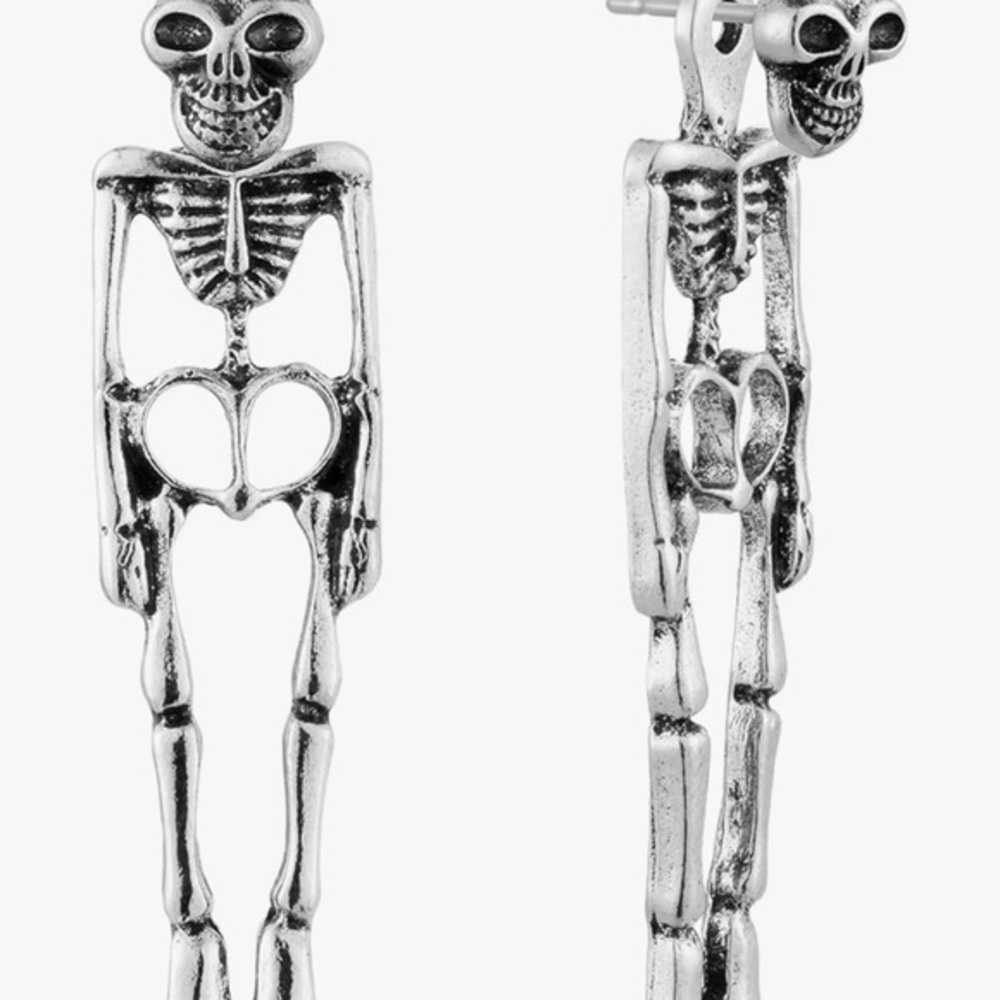 Halloween Victoria Leland Designs Silver Skeleton Earrings